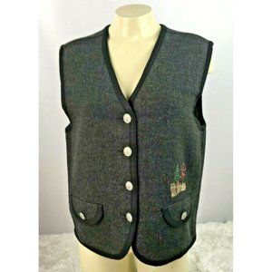 Venice Christmas Vest Wool Blend Embroidered Women no size tags Gray